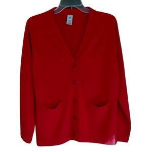 Women's  deep red cardigan V neck, size M sweater